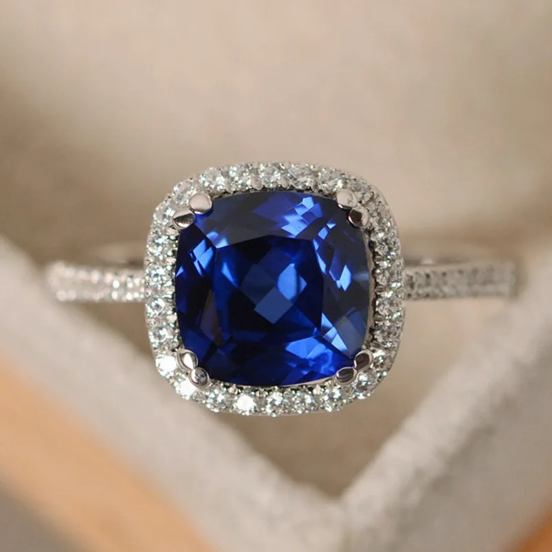Women's Silver Plated Rings Ruby Emerald Sapphire Wedding Engagement Jewelry Wholesale Hot Selling Fashion Accessories 2