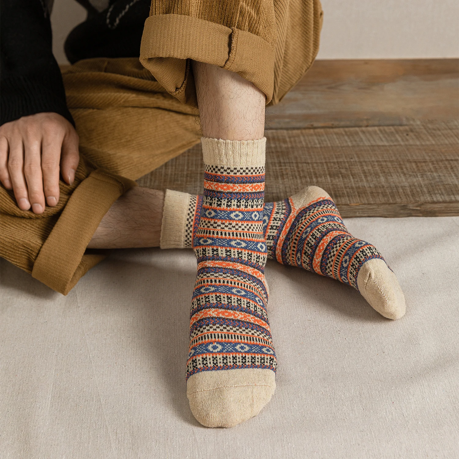 5 Paare/los Neue Witner Männer Socken Frauen Liebhaber Socken Dicke Warme Wolle Socken Vintage Socke Bunte Geschenk Freie größe EUR 37-43 – Detail 4