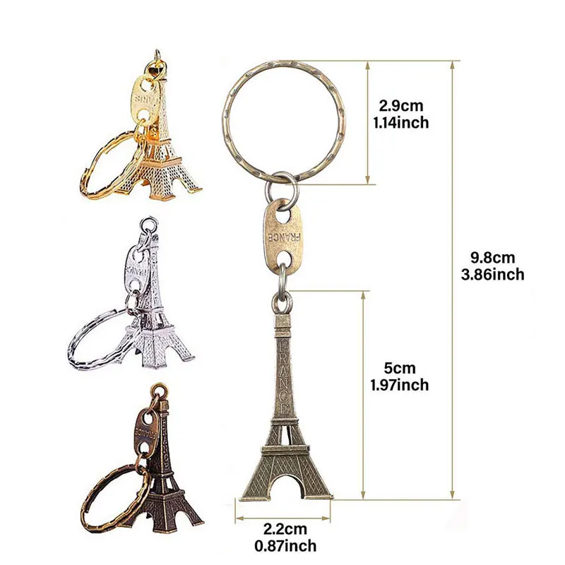 

90Pcs Cute Adorable 3D Eiffel Tower Key Chain, French Souvenir Paris Keychain