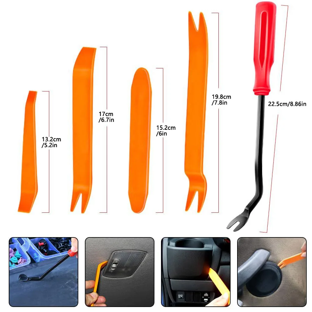 Clip di fissaggio per auto Kit di elementi di fissaggio automatici Clip di fissaggio per parafango Kit di clip per rivetti per auto con dispositivo di rimozione di fissaggio per GM Ford Toyota Honda - immagine 5