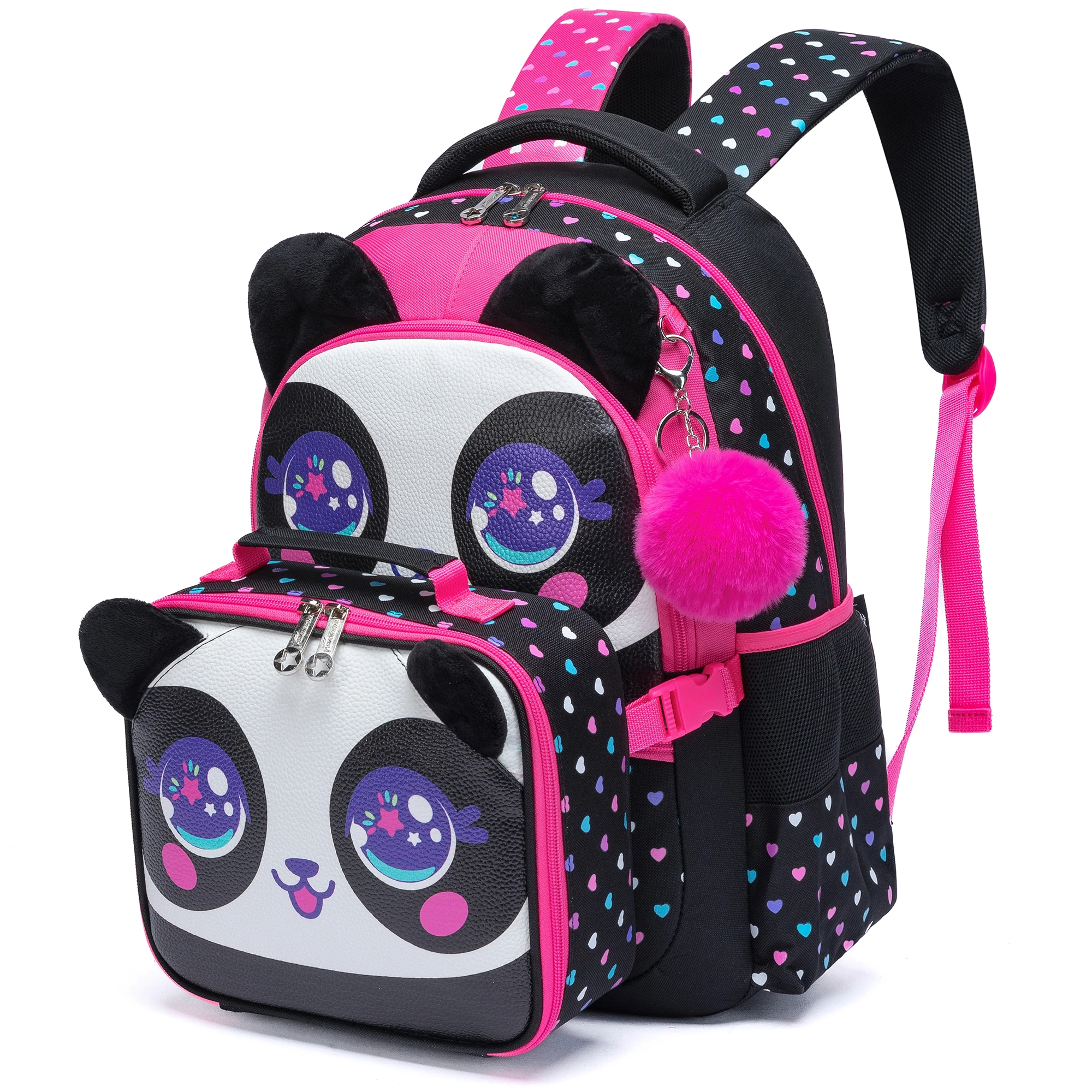 حقائب ظهر مدرسية للبنات مع صندوق غداء، مجموعة حقائ...