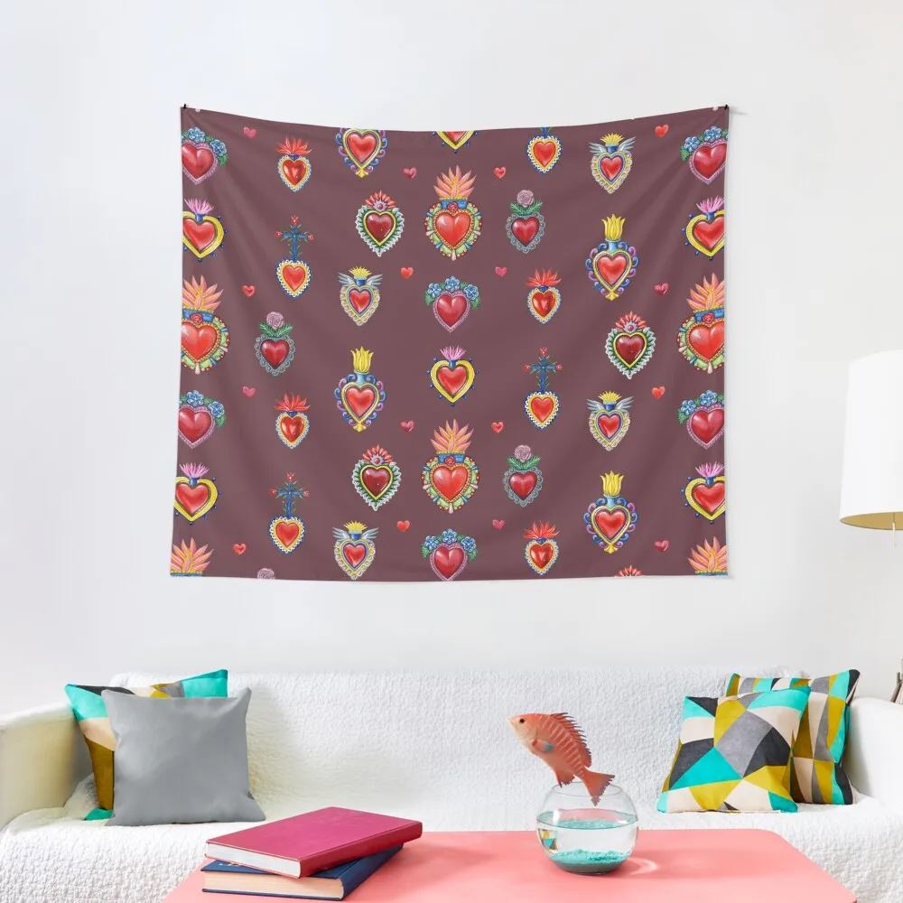 

Mexican Sacred Hearts Tapestry Room Decor Aesthetic