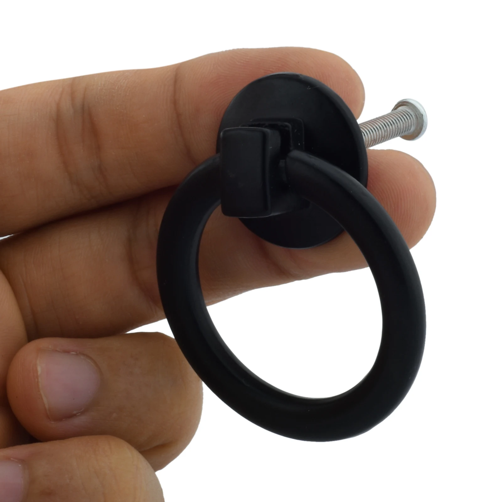 Black Vintage Round Ring Furniture Door Pull Handle for Jewelry Box Door Ring w/ Screw Retro Decor furniture knobs,mechanical equipment handles