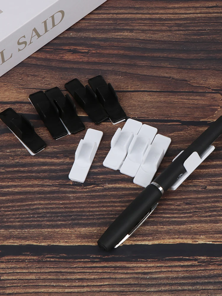 Pen Holder 10Pcs Self Adhesive Pen Holder Pencil Plastic Clip Holder Desktop Fixed Pen Case For Notebook Stylus Pencil Clip