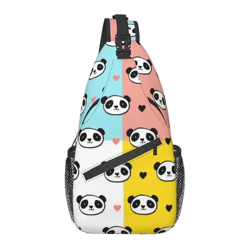 

Kawaii Panda Bear Patterns Crossbody Sling Backpack Men Custom Animal Cartoon Chest Shoulder Bag for Traveling Daypack