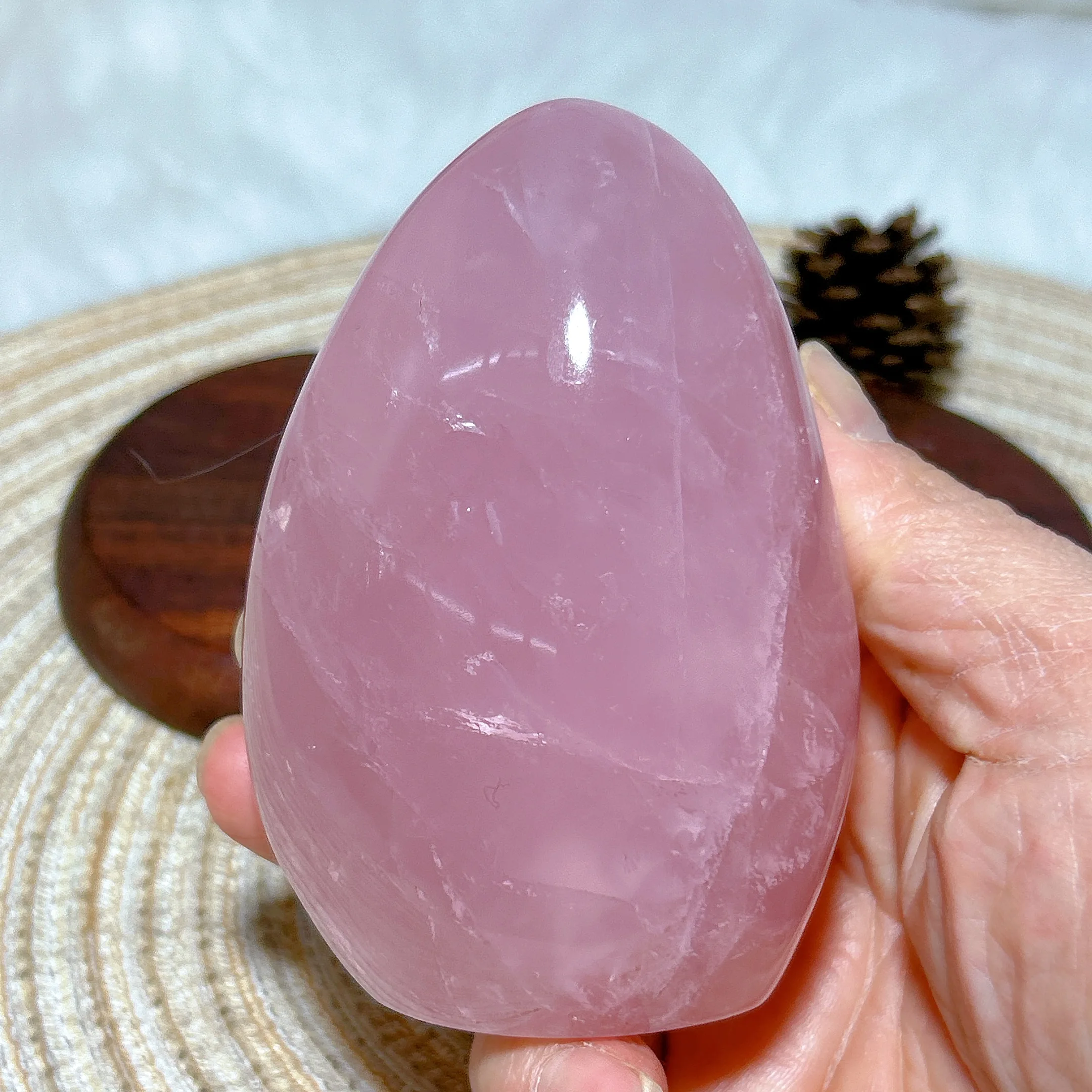 High Quality Natural Crystals Rose Quartz Flame Freeform Polished Ornament Healing Mineral Home Decoration Room Decor Gift 5