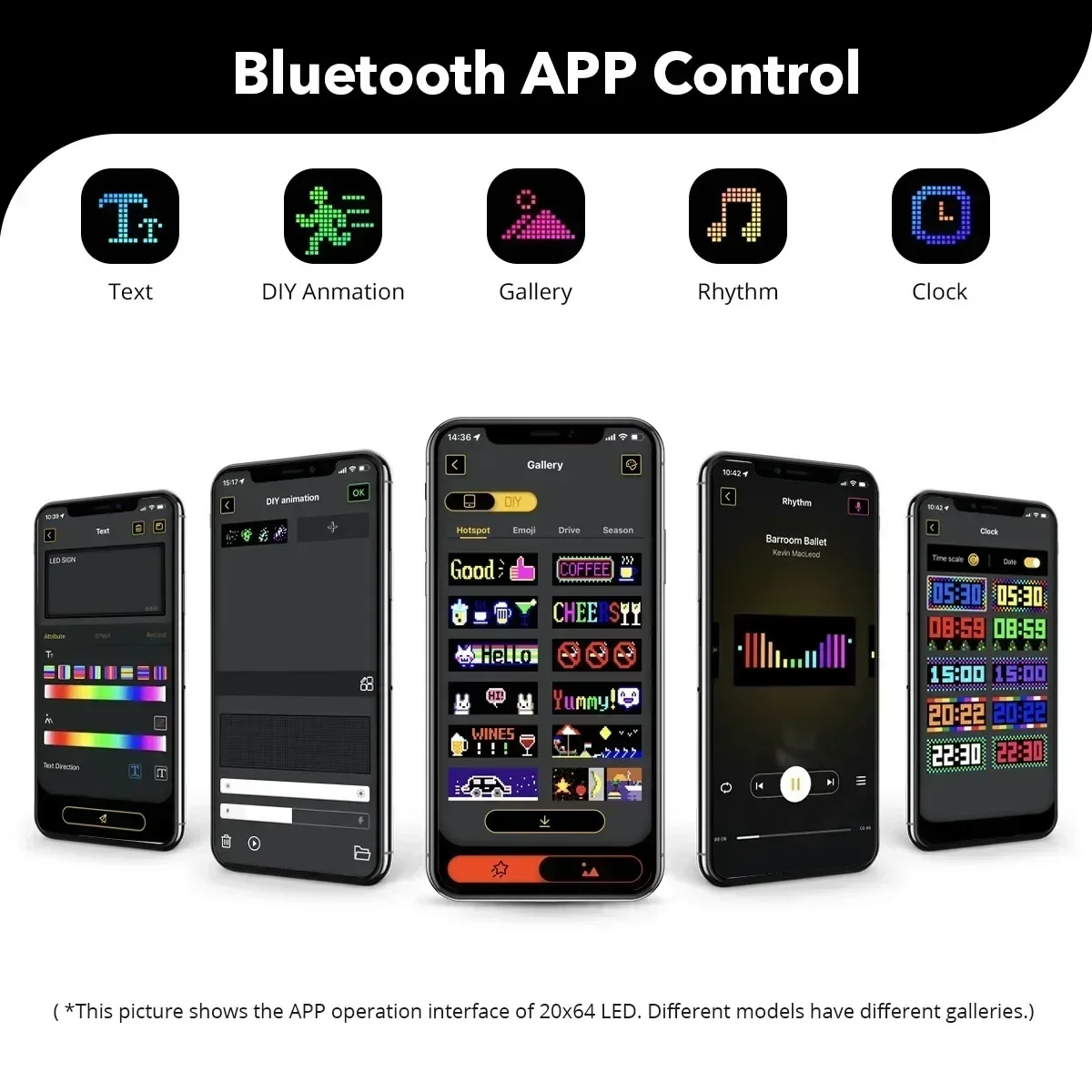 LED Pixel Screen App Bluetooth Control DIY Programmable Flexible Display Screen USB Plug-in for Car Stores Hotels Bars Party led video display panel