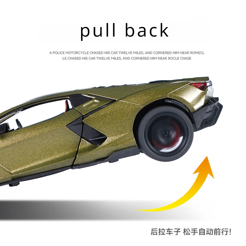 1:32 Lamborghini Revuelto Car Model Pull Back Acousto-optic Alloy Discast Metal Toys Car goods Model for Children boys 5