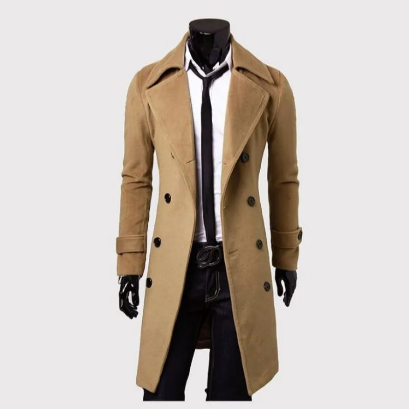 Trench Coat Uomo Doppiopetto - Khaki, Taglia M, Cotone, Lunghezza Caviglia, Elegante E Casual - Foto 6