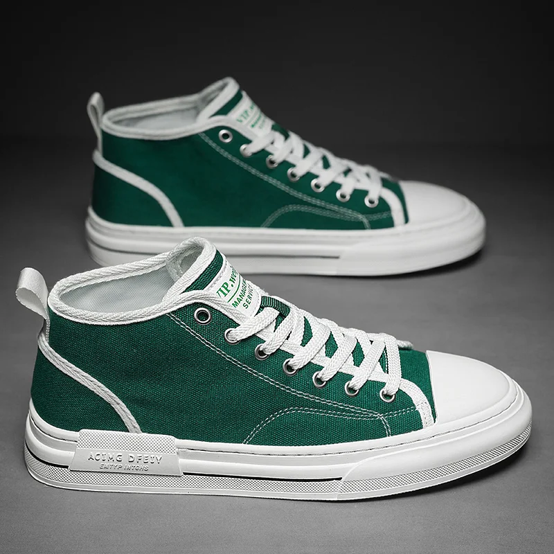 Men Canvas Shoes High-top Vulcanized Shoes Men Casual Shoes Black Breathable Lace Up Student Shoes Sports Walking Footwear 2