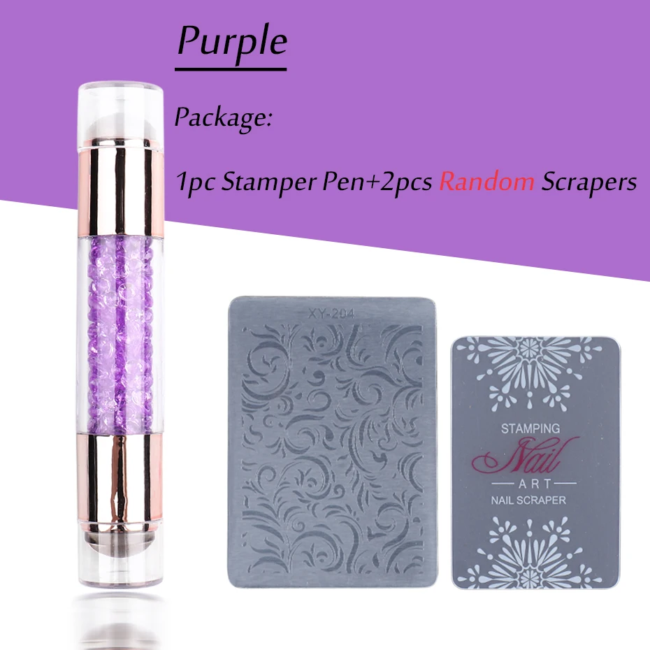 Transparent Silicone Nail Art Stamping Kit with Dual-Sided Stamper and Scraper for French Manicure Design