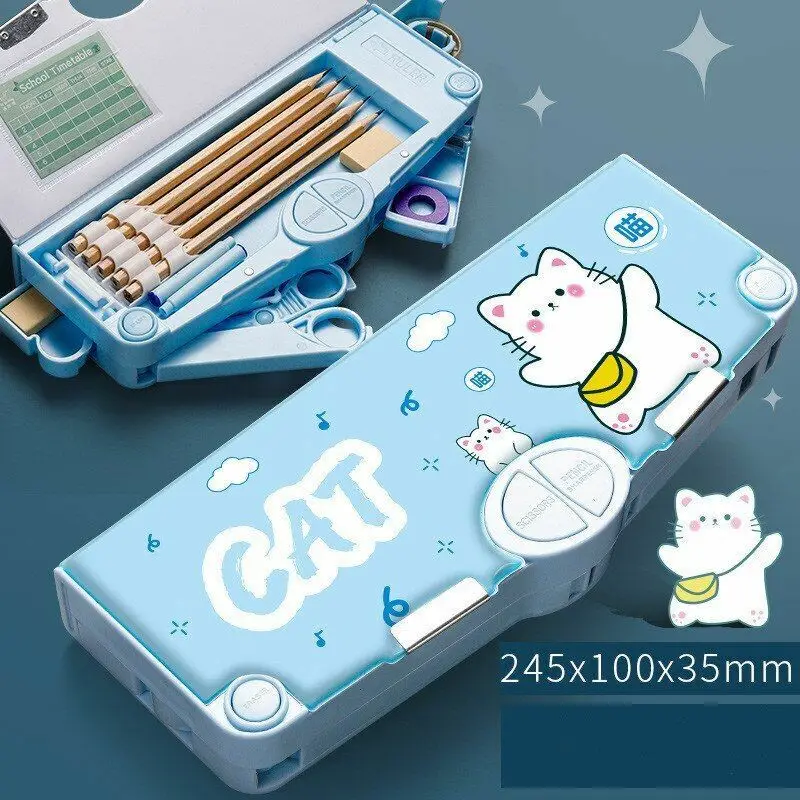 1Pc Multifunctional Pencil Box School Student Stationery Box Children Pencil Storage Box Novelty Large Capacity Pencil