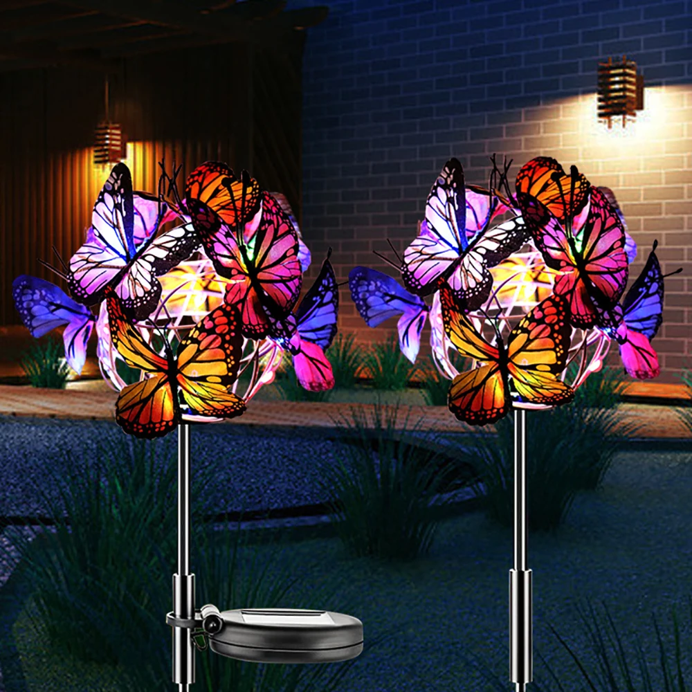 3 Ornements De Jardin Solaires Flottants – Papillons Volants En Résine, étanches, Tailles 40 Cm, Couleurs Aléatoires