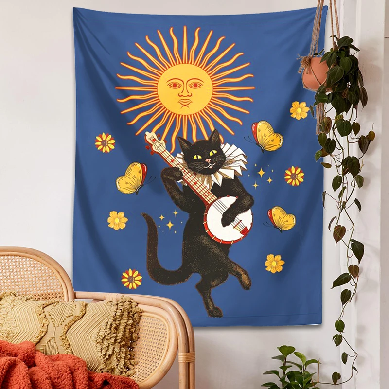 Party Decorations Tapestry Decorations Party Cat Tapestry Wall Hanging for Children's Room Girls Dorm