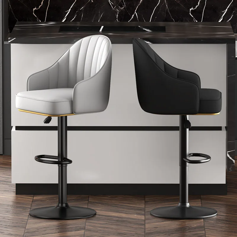 

Adjustable Luxury Bar Stool Metal High Quality Cushion Nordic Party Chairs Black Rotatable Taburetes De Bar Home Furniture