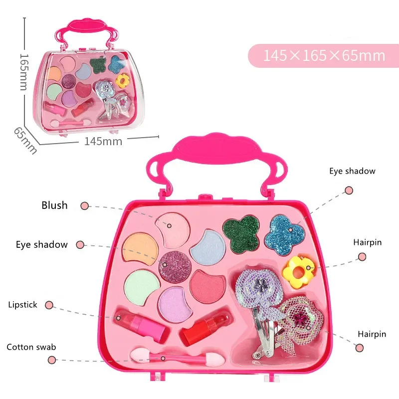 Girls Makeup Tools Set Pretend Play Kit Toys Simulation Lipstick Eye Shadow Blush for Kids Cosplay Christmas Birthday Happy Gift