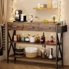 47" Console Table with 3 Drawers, Industrial Entryway Table with 3 Tier Storage Shelves 4
