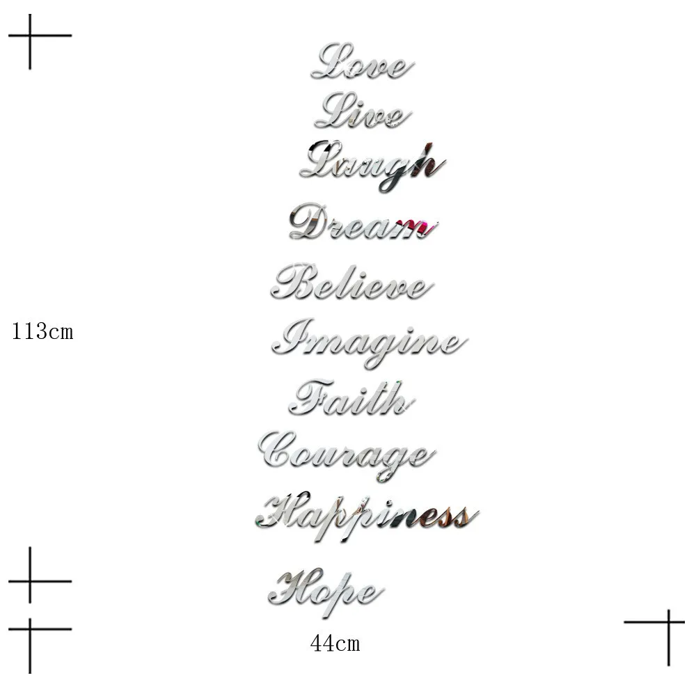 Acrylic Silver Mirror Stickers Effect Quote Word Art Stair Decals Wall Sticker Home Decor Housewear & Furnishings Cheap Durable