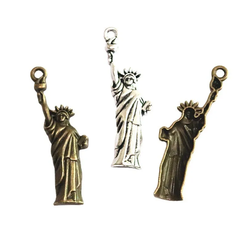 

30PCS 48*14MM Antique Silver Plated Bronze Color Statue Of Liberty Charms Pendants DIY Jewelry Findings