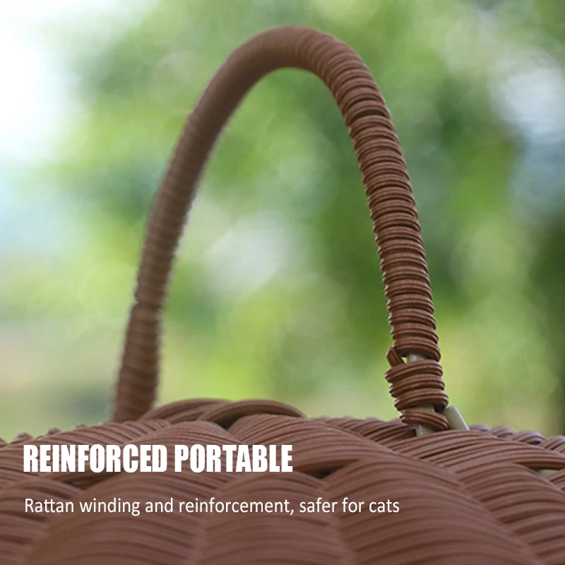 Imitation Rattan Woven Cat Nest Cartoon Mushroom Cats Condo Cave Portable Travel Pet Carrier Bag Comfy Kitten Small Dog House