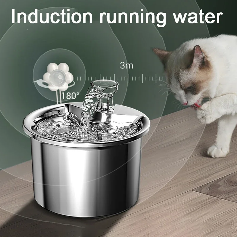 

Кошачий фонтан бесшумный питьевой фонтан из нержавеющей стали для домашних животных, автоматический диспенсер воды для кошек с фильтром для собак и кошек