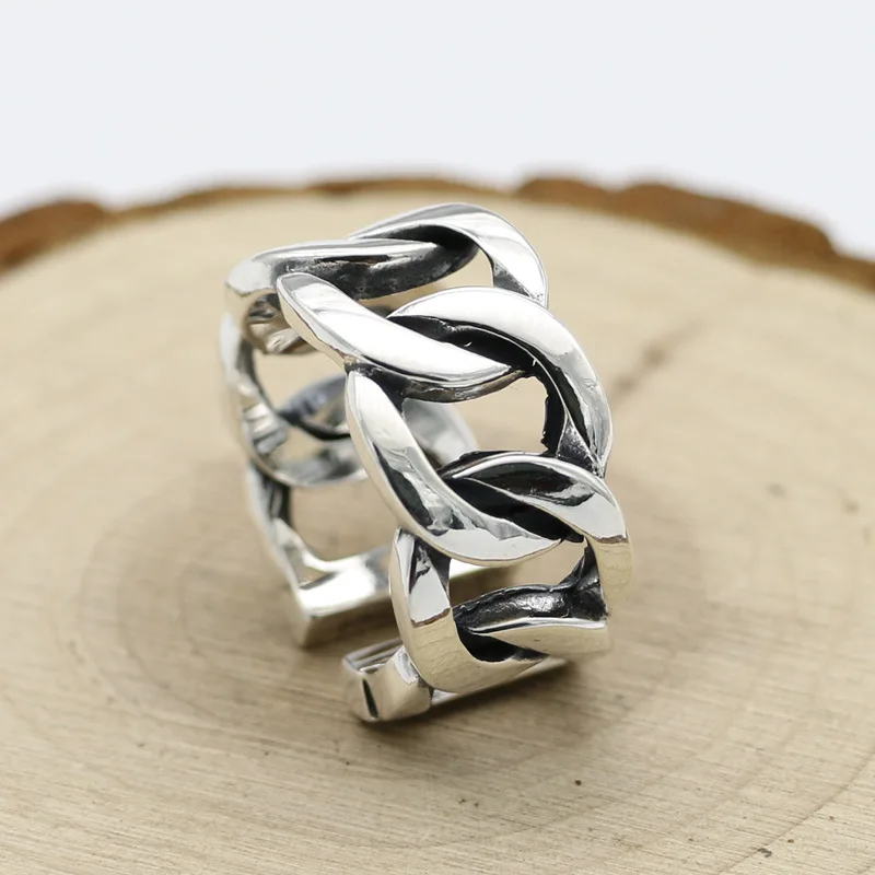 

Japan and South Korea S925 sterling silver ring multi-layer winding Fried Dough Twists antique opening ring silver decoration an