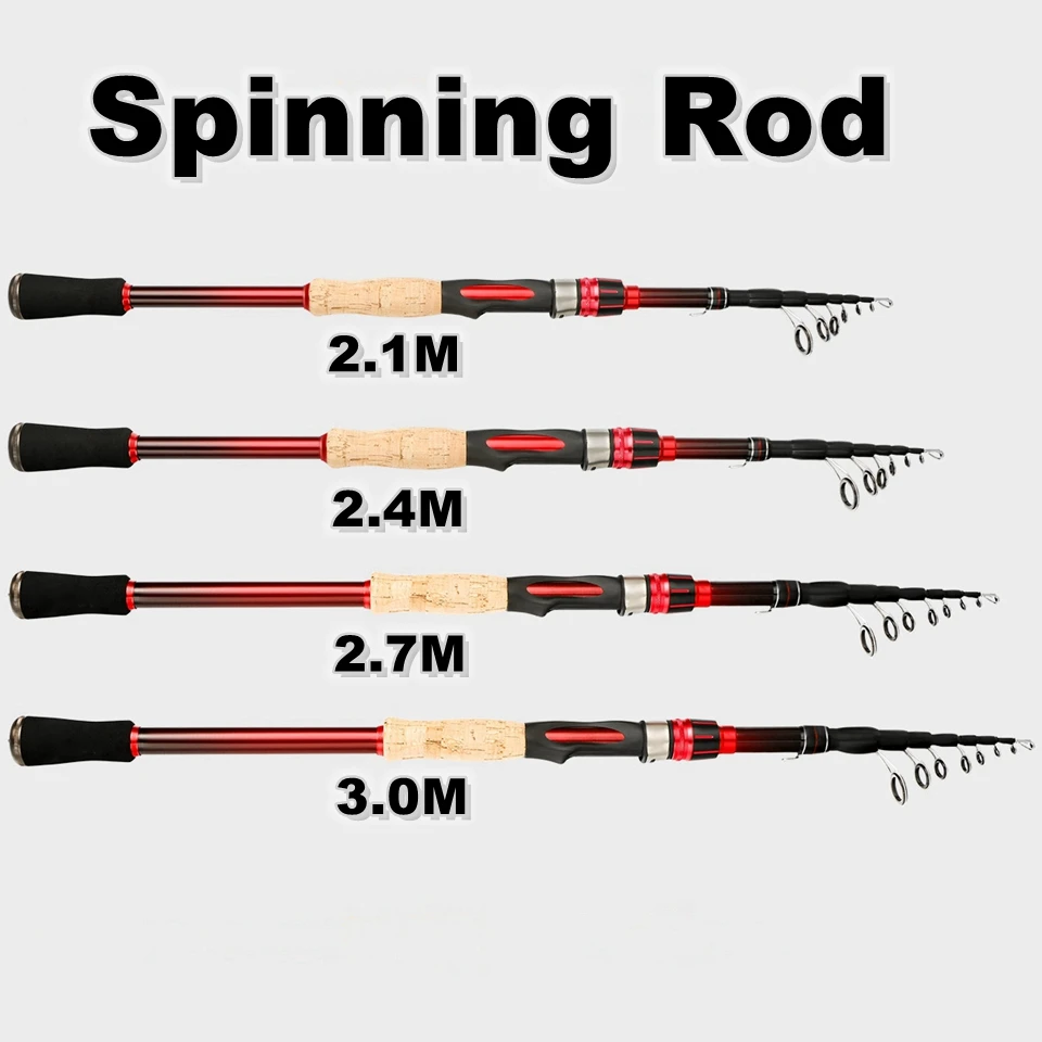 2.7M 3.0M Carbon Casting Spinning Rod Travel Lure Trout Telescopic Fishing  Rod Lure Weight 5-37g Carp for Fresh Salt Water Pole