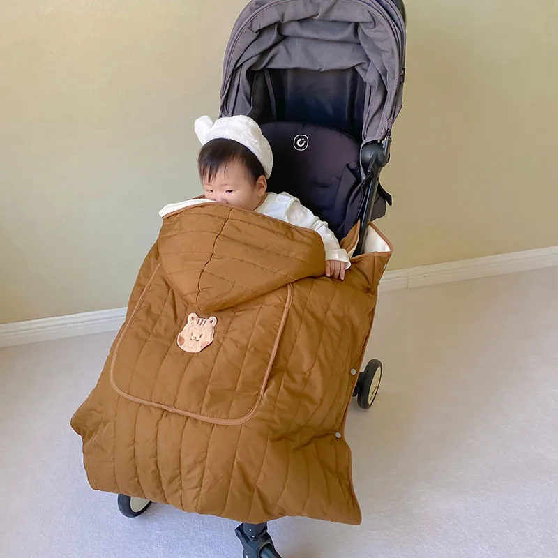Winter Baby Stroller Blanket Newborn Trolley Cotton Warm Thick Cover Swaddle Wrap Windproof Fleece Quilt Kids Straps Blankets