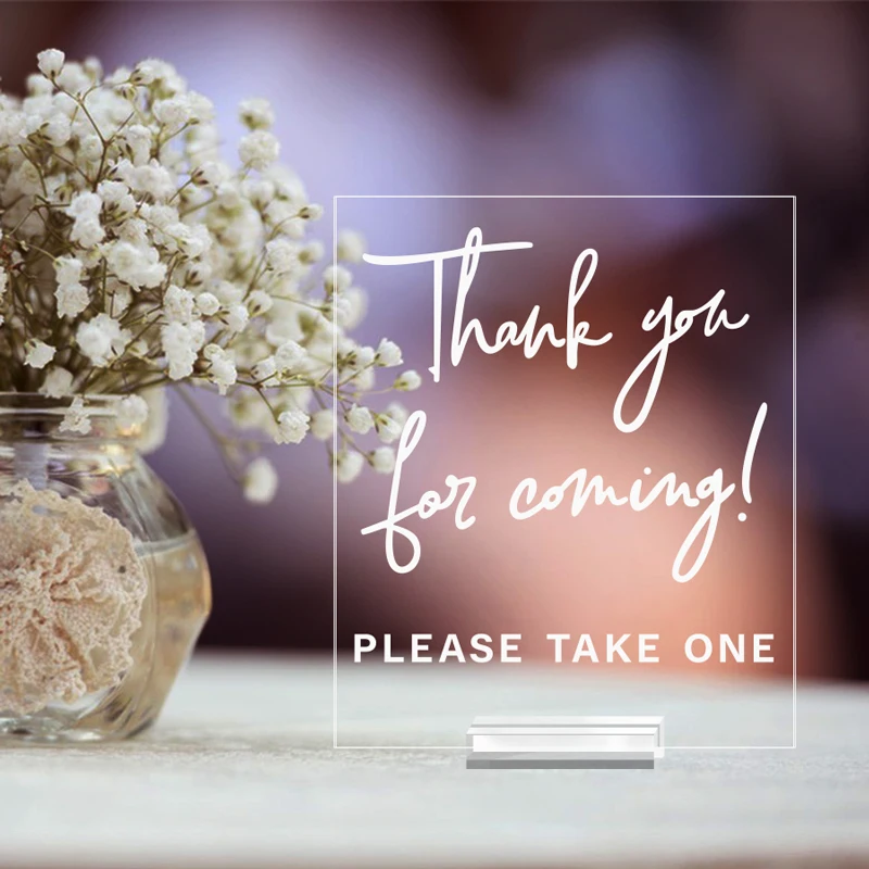 Thank You For Coming Favors Please Take One Clear Glass Look Acrylic Wedding Sign Dessert Table Birthday Party Decoration