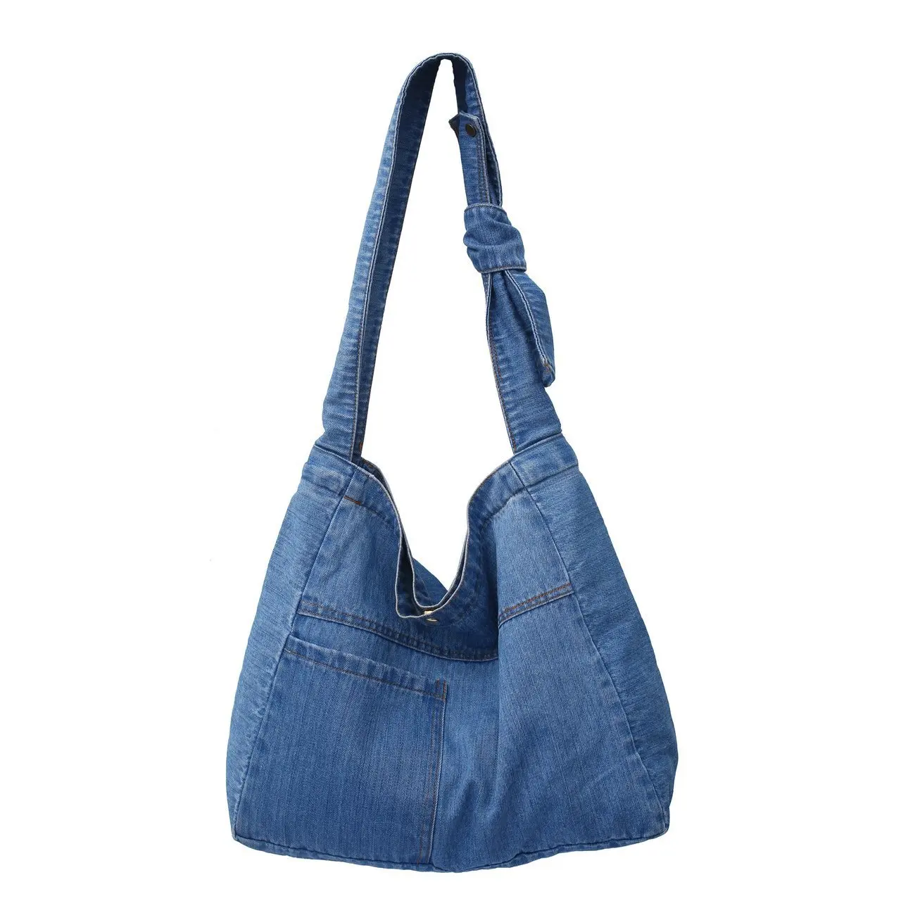 Retro Denim Shoulder Bag For Women Men Large Capacity Jeans Shopping