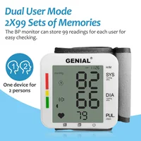 Wrist Blood Pressure Monitor Digital BP Monitor Rechargeable BP Machine with 2x99 Readings Memory Large LCD Display Voice 2
