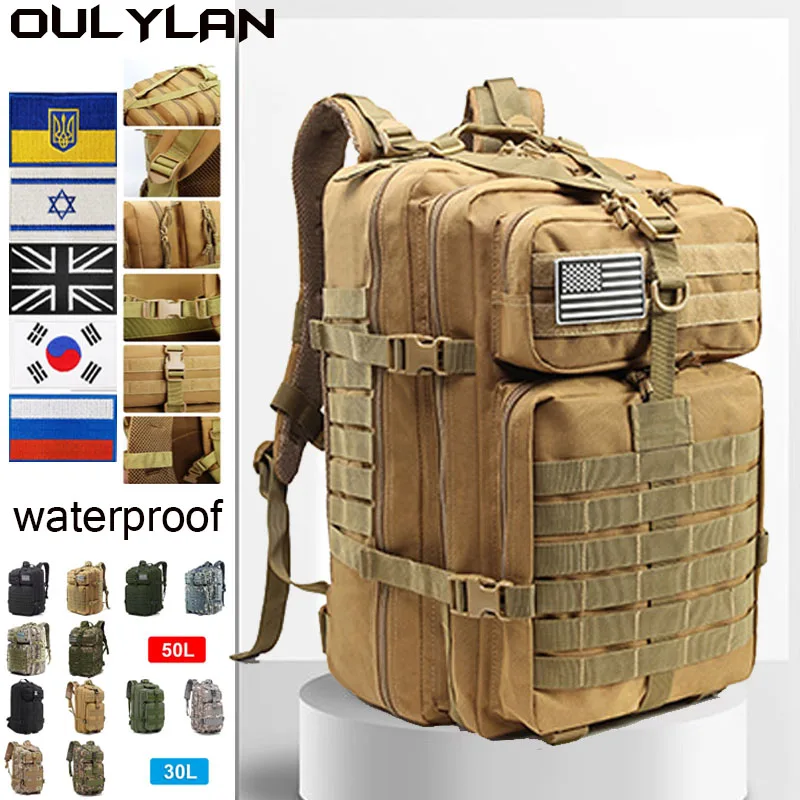 

OULYLAN 30L/50L Tactical MenTravel Outdoor Hiking Backpacks Bag Waterproof Rucksacks Army Outdoor Camping Trekking Hunting Bag