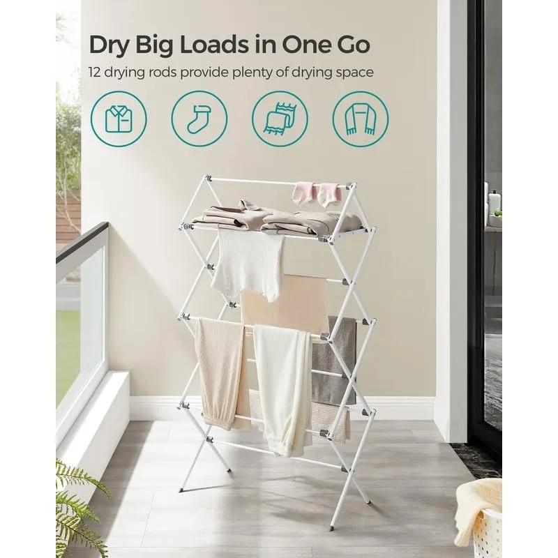 Foldable Clothes Drying Rack, Laundry Drying Rack, Clothes Airer, Steel Frame, 14.6 x 29.5 x 53.2 Inches, Easy Assembly