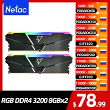Netac Ram Geheugen DDR4 Rgb Ddr4 8Gb 16Gb 3200Mhz 3600Mhz Ram Memoria DDR4 Koellichaam Udimm dual Channel Voor Moederbord Intel Amd
