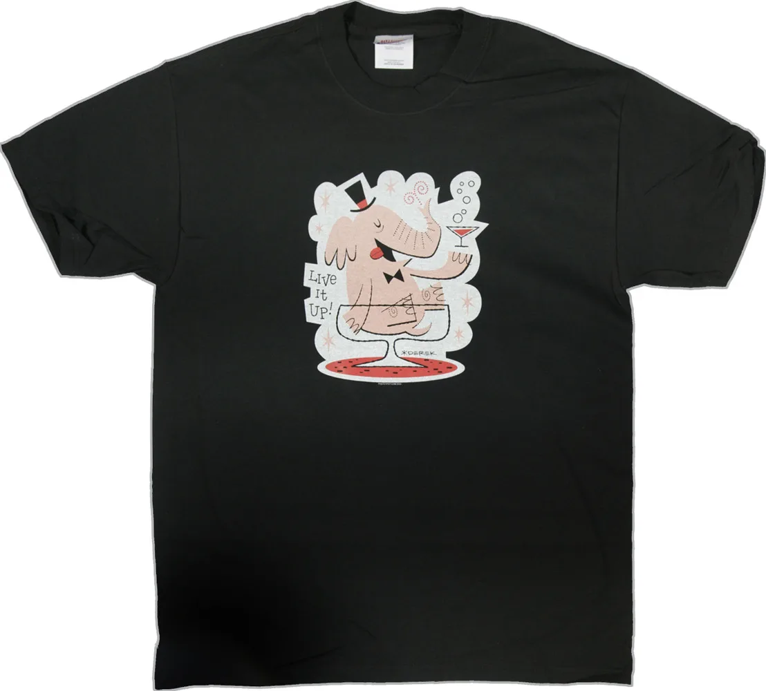 Derek Yaniger Live It Up T-Shirt Bere Bere Hungover Cocktail Martini Glass Maniche Lunghe O Corte
