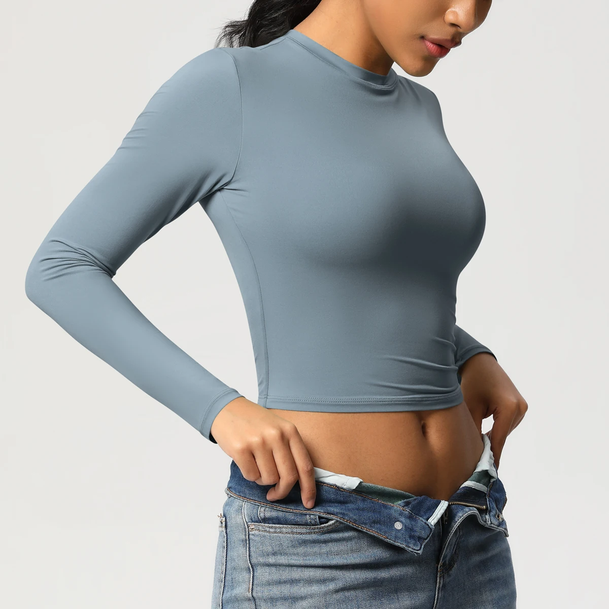 Sports T Shirt Yoga Top Yoga Shirt Sports Shirt Women's Solid Color Nylon Tight Yoga Long Sleeve Gym Sports Breathable Sweat Absorbent Outdoor