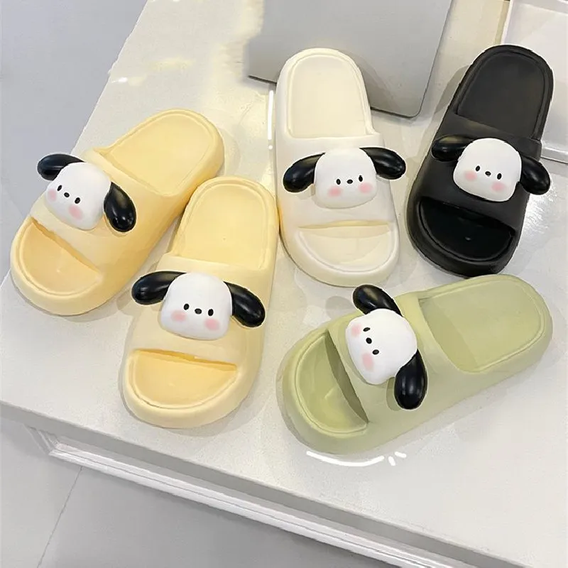 

Cartoon Sanrio Pochacco Slippers Women'S Summer Indoor Home Sandals Bathroom Couples Anti-Skid Household Thick-Soled New Shoes