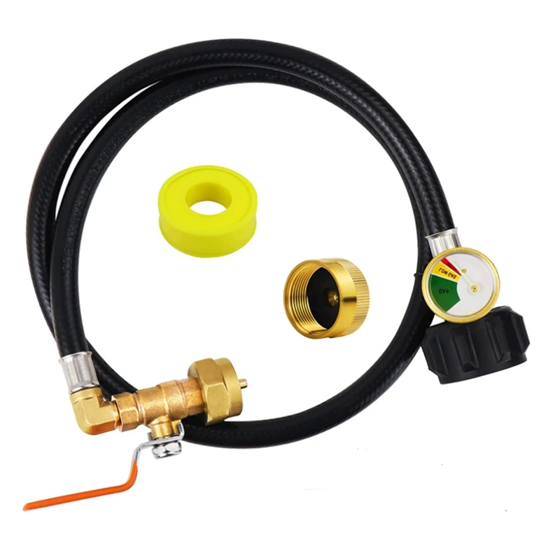 

Propane Refill Adapter Hose Propane Extension Refill Hose With Gauge And ON/Off Control Valve For 1LB Propane Gastank