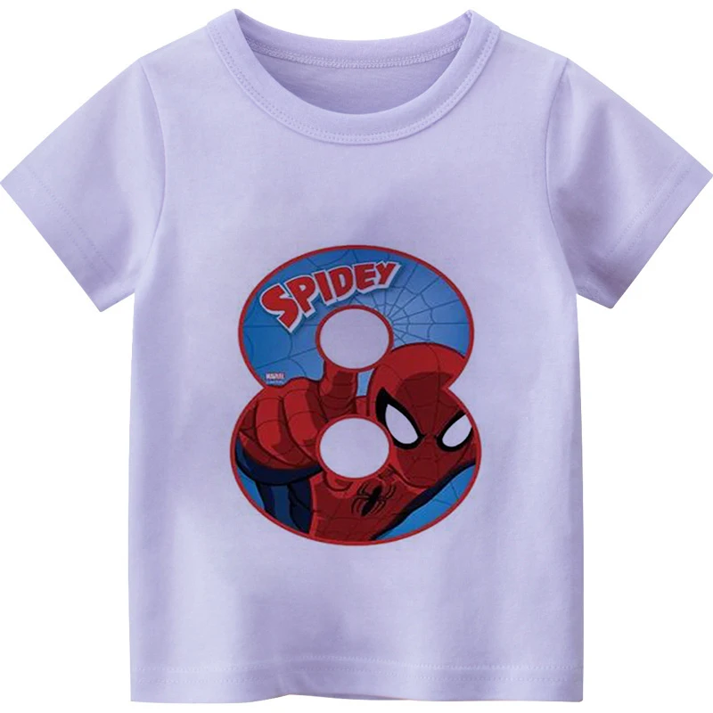 New Children Boy Disney spiderman My 0-9th Birthday Number Print Name T-shirt Birthday Gift Present Clothes Baby Letter Tops Tee vintage t shirts