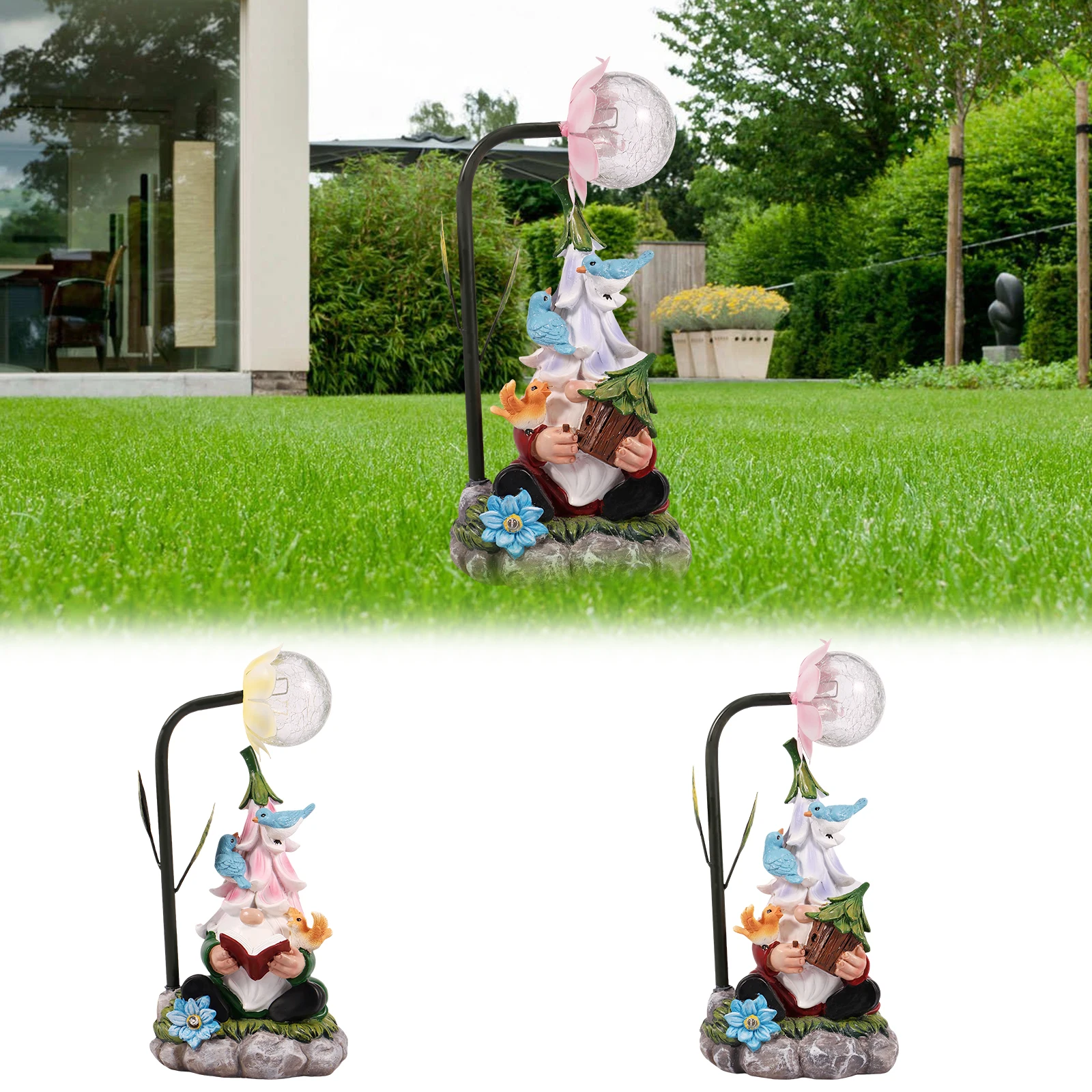 

Solar Gnomes Statue Light Auto On/Off Solar Powered Gnome Figurine Lamp Cute Gnomes Statue Décor Decorative Lawn Dwarf Ornament