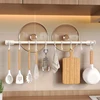 Kitchen Utensil Rack Pots and Pans Hanging Rack, Wall Mounted Stainless Steel Lid Cooking Utensil Hanger Sliding Hooks for Spoon 1