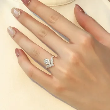 Luxury 1.5ct Water Drop Moissanite Ring GRA Certificate Laboratory Diamond Rings Women's Wedding Jewelry 18K Gold Plated S925 Si 6