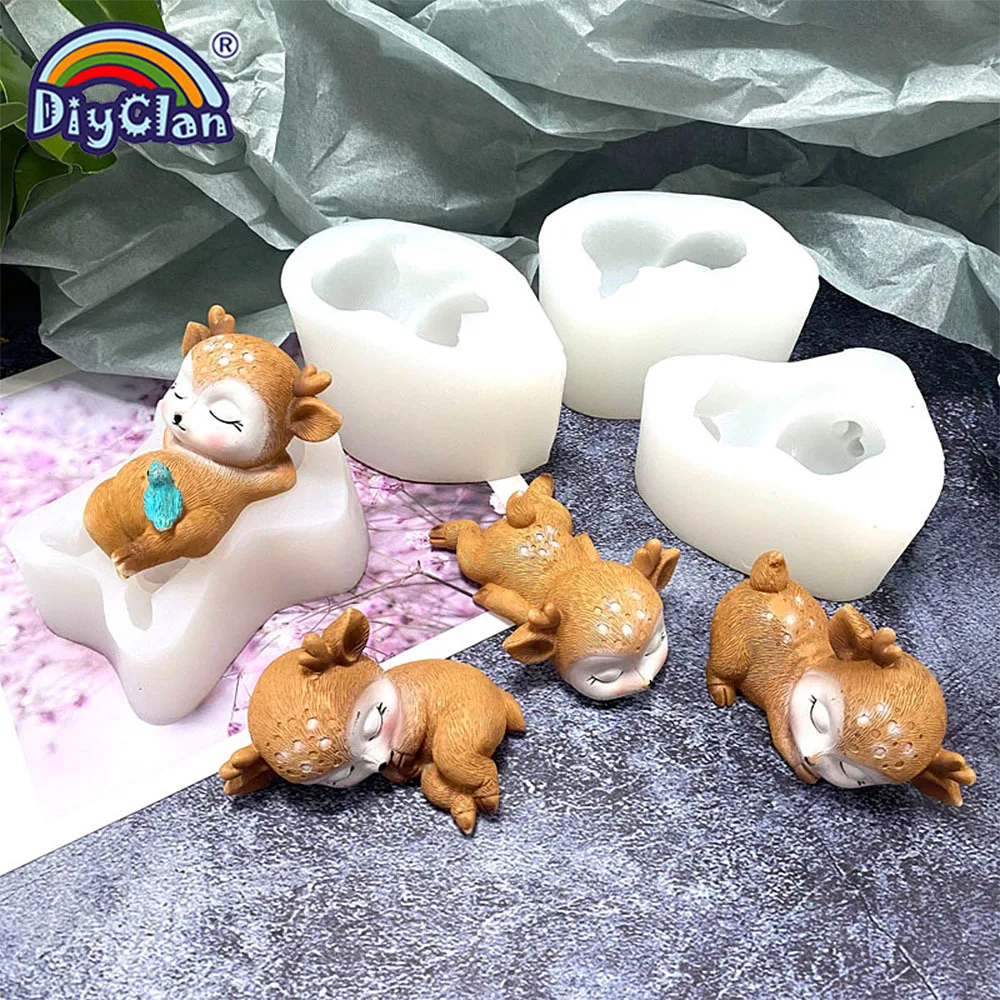 3D Silicone Sika Deer Mold Resin Crystal Epoxy DIY Decoration Soap Mould Tool LD 