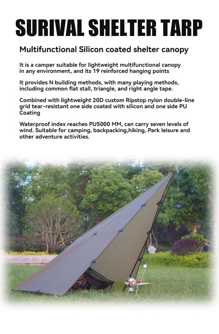 Description Picture 3 of itemASTA GEAR 3*3m 4*4m tarp outdoor camping Ultralight survival bushcraft sun shelter shade awning waterproof beach tent
