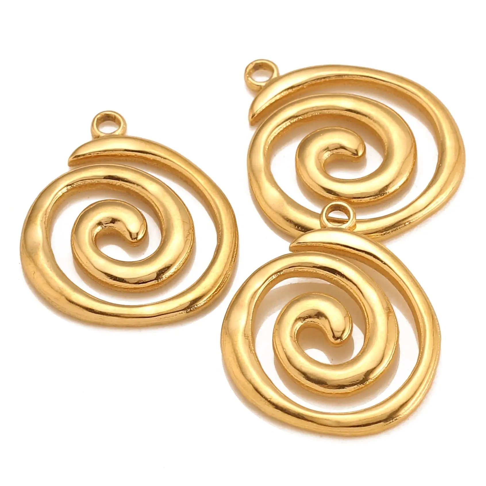 3PCS Edelstahl Gold Farbe Runde Vortex Charms Spirale Swirl Anhänger Für DIY Halsketten Ohrringe Schmuck Zubehör Liefert