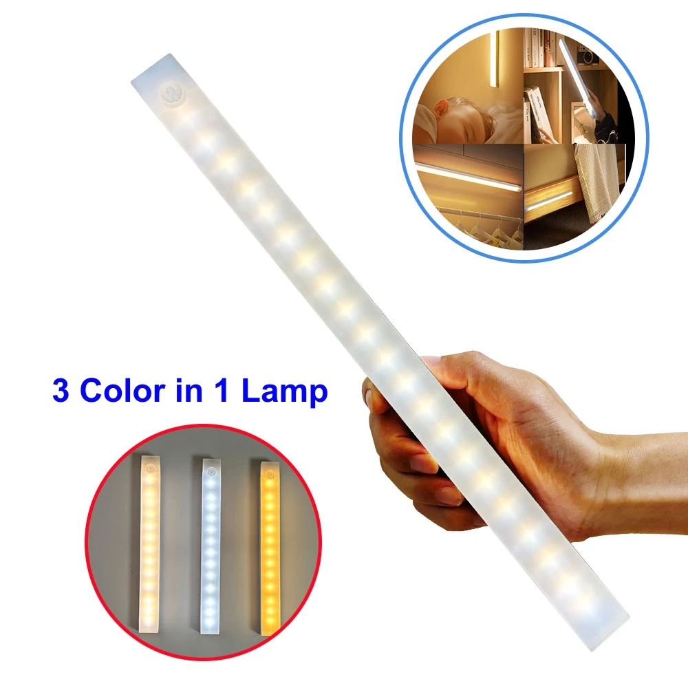 USB Rechargeable Motion Sensor LED Bar Light Induction Night Light Portable Long Strip Cabinet Lamp for Kitchen Bedside Wardrobe motion sensor light led cabinet light led light bar