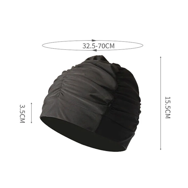 Swimming Hat Women Unisex Girls Long Hair Bathing Cap Swimming Cap Stretch Drape Free Size Swim Pool Sport Elastic Nylon Turban 6