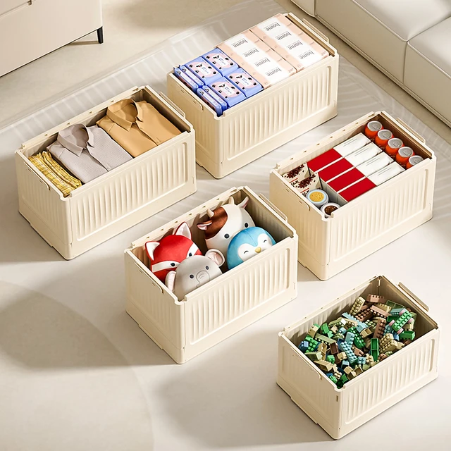 Boîte de rangement pliante multifonction, 1 pièce, conteneur organisateur pliable en plastique, fournitures de rangement d'articles divers, boîte de rangement avec couvercle 2