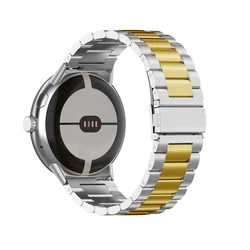Elegant Stainless Steel Strap for Pixel Watch - Premium Metal Band Replacement (Silver Gold)