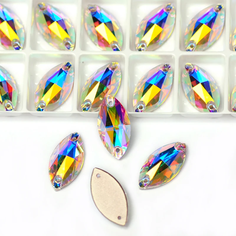 Sew on rhinestones YANRUO 3223 All Sizes AB Rhinestone Sewing Glass Stones Strass Flatback Navette Sew On Crystal For Dress non hot fix rhinestones rhinestone accessories crystal rhinestones rhinestones beads glass rhinestones rhinestone crystals sewing rhinestones non hotfix rhinestones clear glass rhinestones